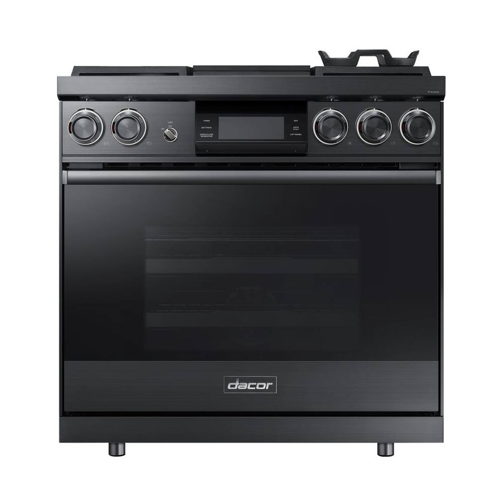 Dacor - 4.8 Cu. Ft. Self-Cleaning Freestanding Dual Fuel Convection Range - Graphite stainless steel - Front_Zoom