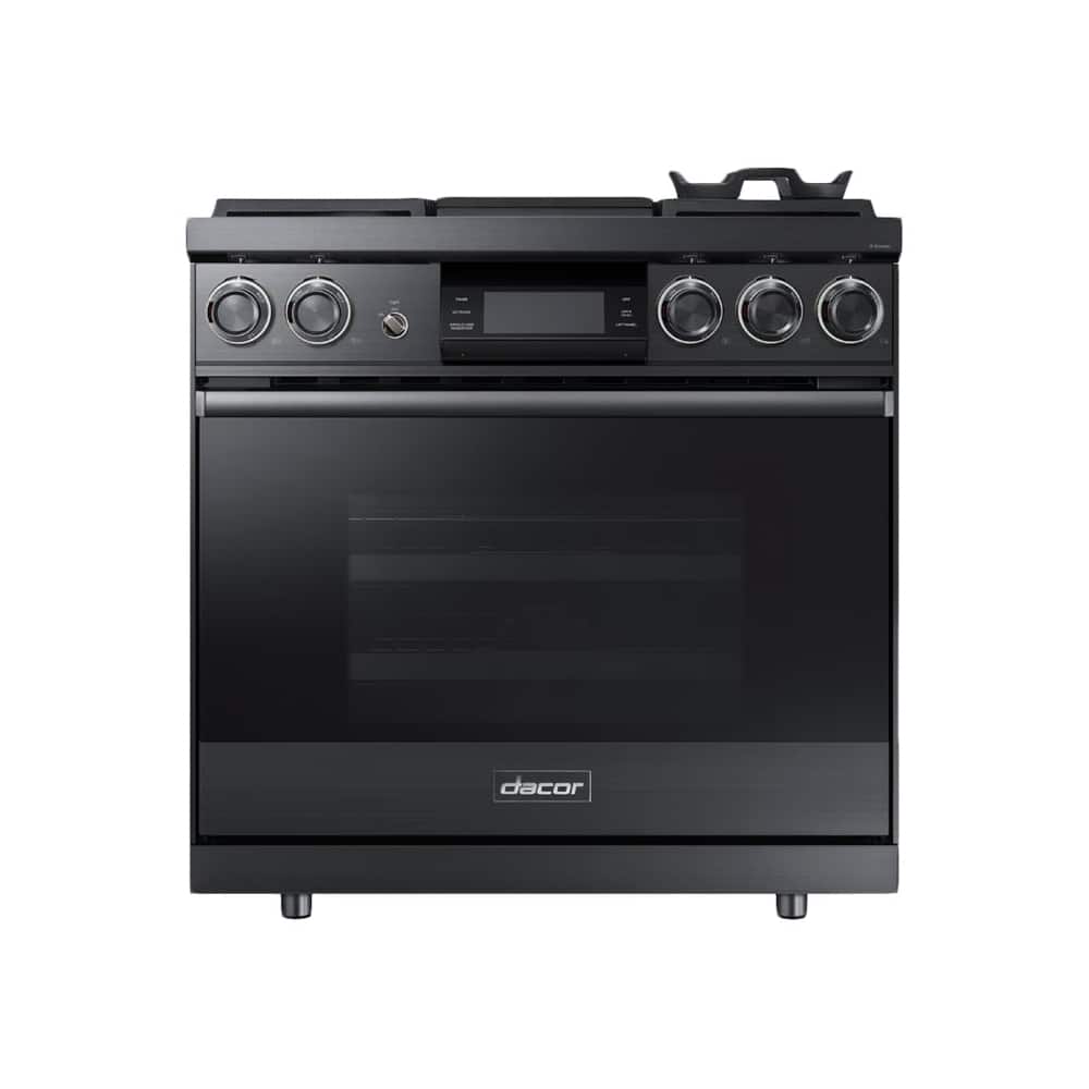 Dacor - 4.8 Cu. Ft. Self-Cleaning Freestanding Dual Fuel Convection Range - Graphite/stainless steel - Front_Zoom