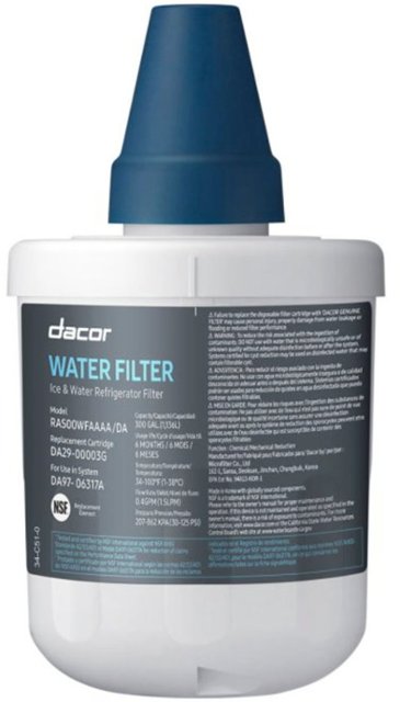 Front Zoom. Water Filter for Select Dacor Refrigerators and Freezers - White.