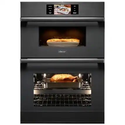 Front. Dacor - Contemporary 28.7" Double Electric Convection Wall Oven with Built-In Microwave - Graphite Stainless Steel.