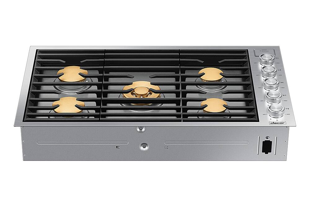 Alt View 11. Dacor - Contemporary 36" Built-In Gas Cooktop with 5 burners with SimmerSear, Liquid Propane Convertible - Silver Stainless Steel.