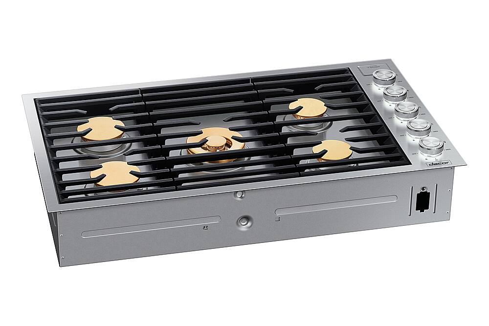Alt View 13. Dacor - Contemporary 36" Built-In Gas Cooktop with 5 burners with SimmerSear, Liquid Propane Convertible - Silver Stainless Steel.