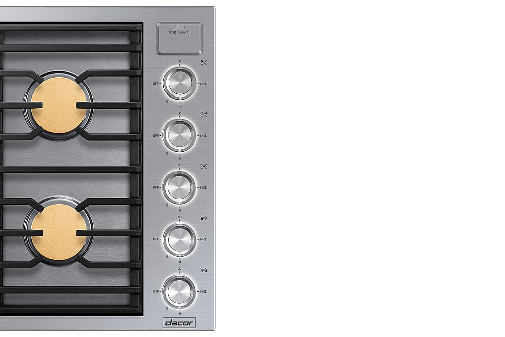 Alt View 14. Dacor - Contemporary 36" Built-In Gas Cooktop with 5 burners with SimmerSear, Liquid Propane Convertible - Silver Stainless Steel.