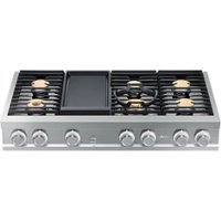 Dacor - Contemporary 48" Built-In Gas Cooktop with 6 Burners with SimmerSear and Griddle, Natural Gas - Silver Stainless Steel - Front_Zoom