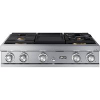 Dacor - Contemporary 36" Built-In Gas Cooktop with 4 Burners with SimmerSear and Griddle, Natural Gas - Silver Stainless Steel - Front_Zoom
