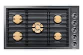 Dacor - 36 in. Wide 5 Burner Contemporary Built-In Gas Cooktop with with SimmerSear, Liquid Propane Convertible - Graphite Steel