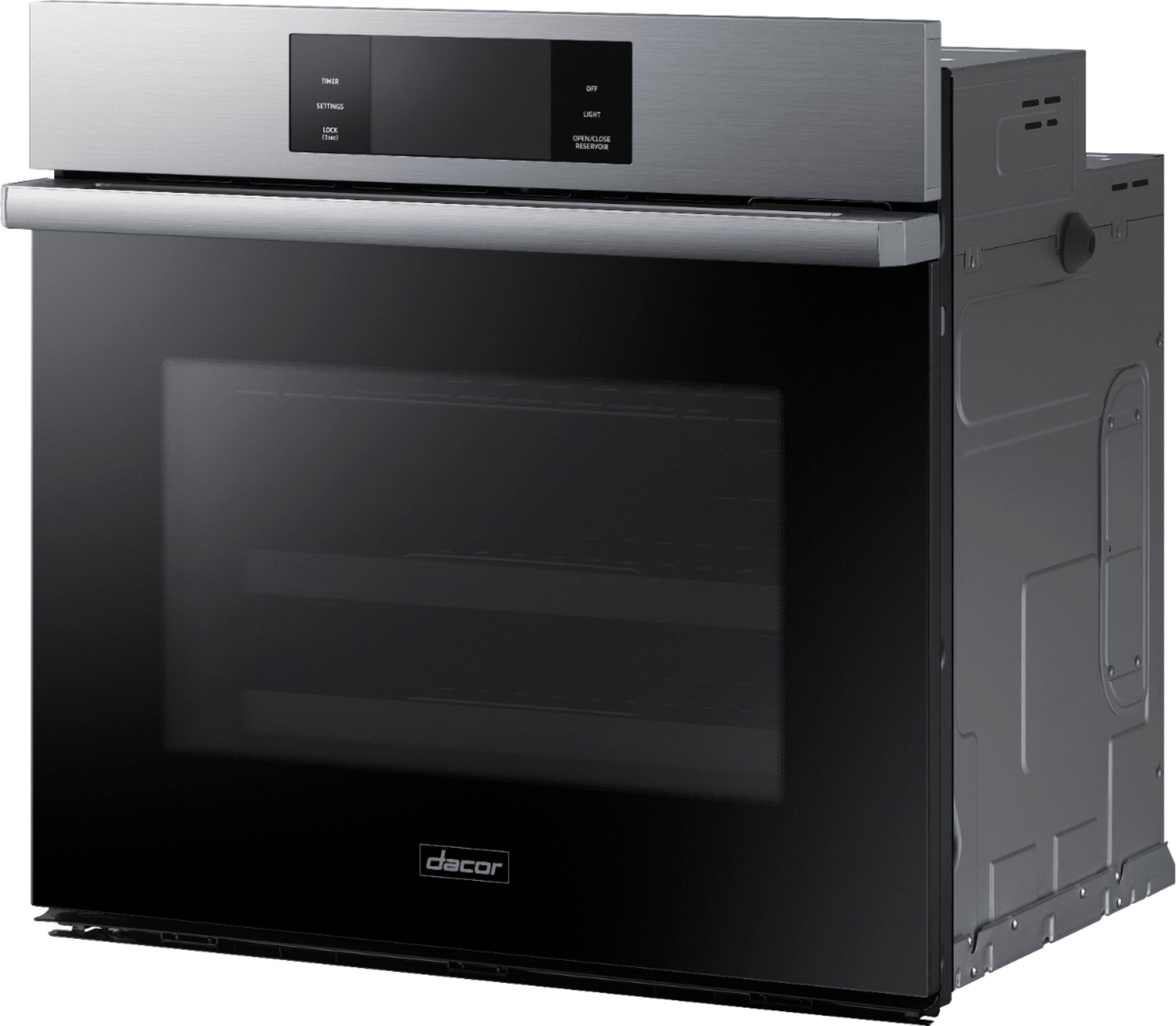 Angle. Dacor - Contemporary 30" Built-In Single Electric Convection Wall Oven with Steam-Assist - Silver Stainless Steel.