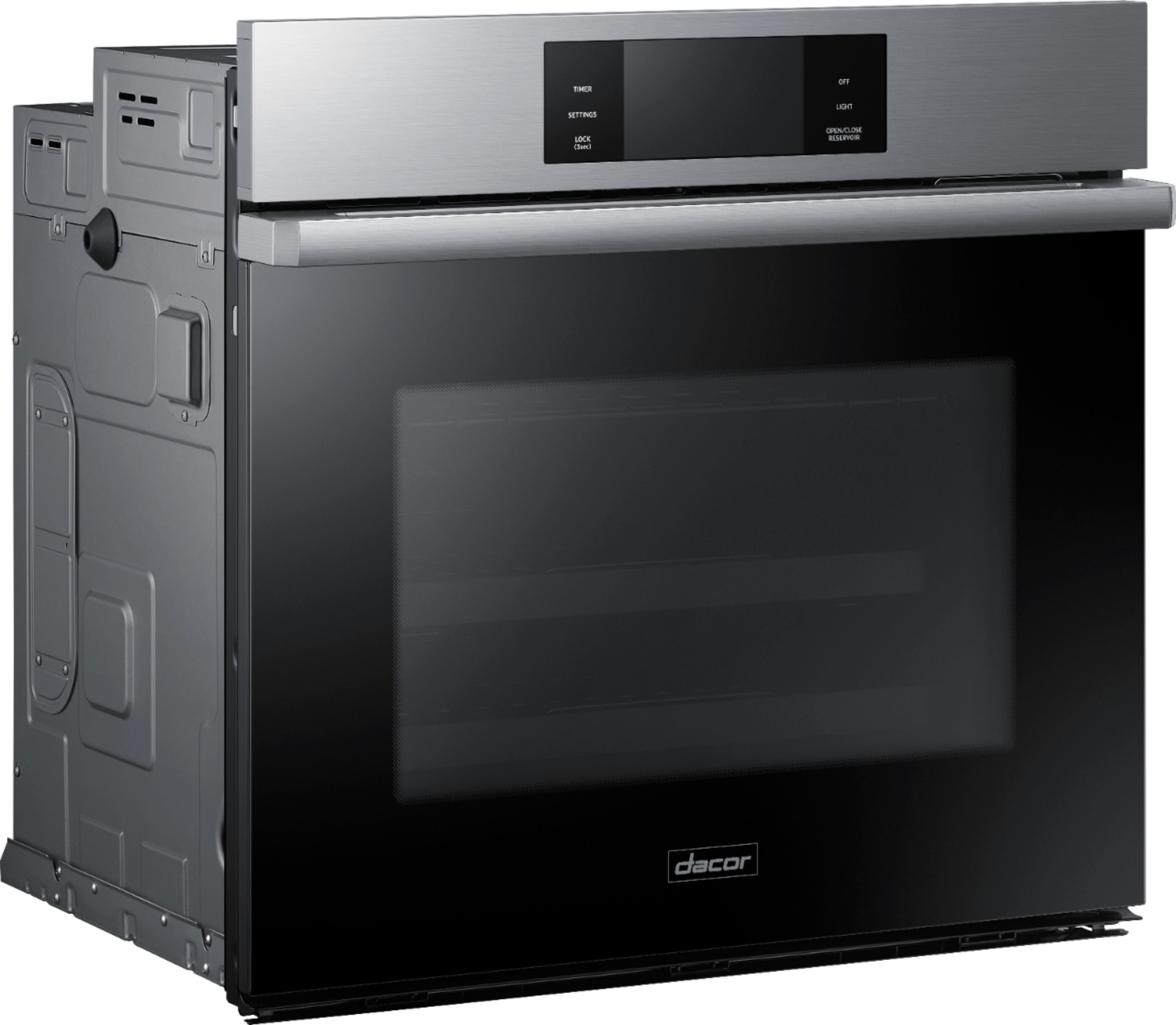 Left View: Bertazzoni - Design Series 30" Built-In Double Electric Convection Wall Oven - Black
