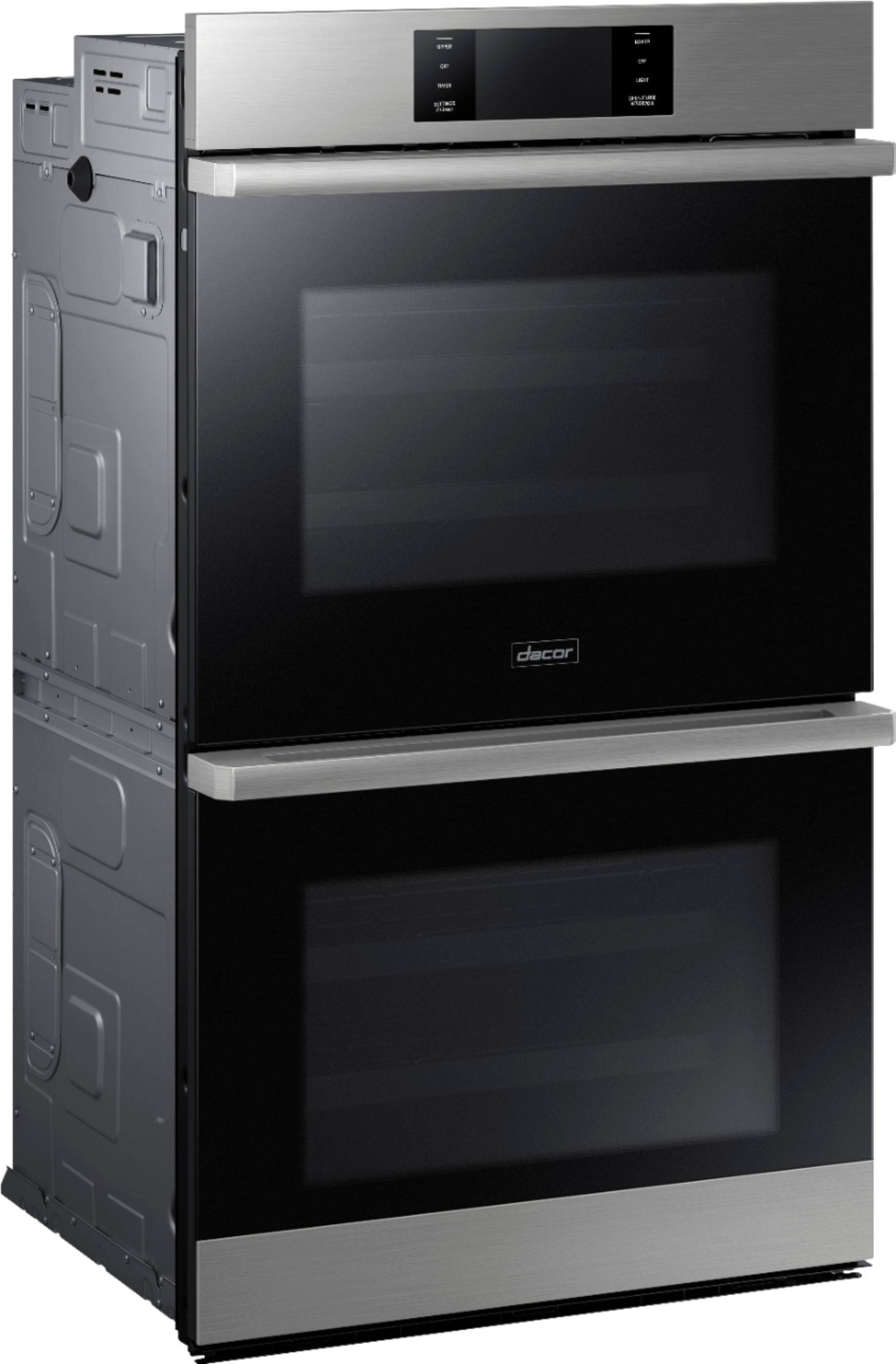Left. Dacor - Contemporary 30" Built-In Double Electric Convection Wall Oven with Steam-Assist - Silver Stainless Steel.