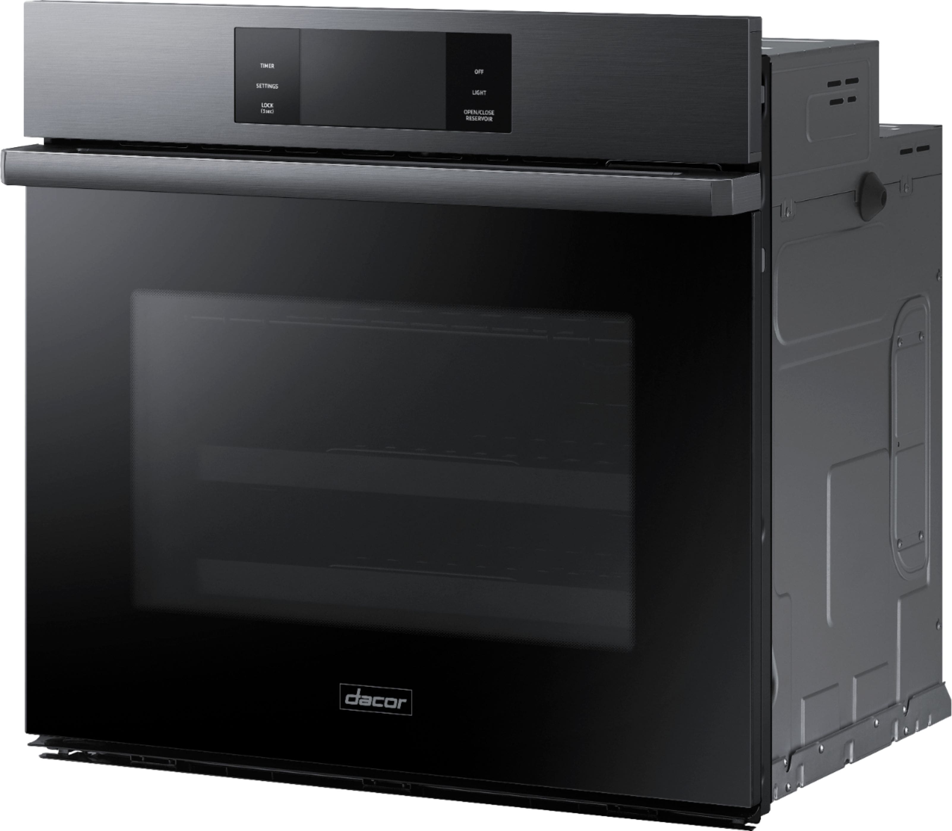 Angle View: Dacor - Contemporary 30" Built-In Single Electric Convection Wall Oven with Steam-Assist - Graphite stainless steel