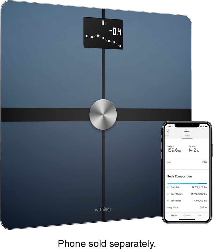 Angle View: Withings - Body+ Body Composition Smart Wi-Fi Scale - Black