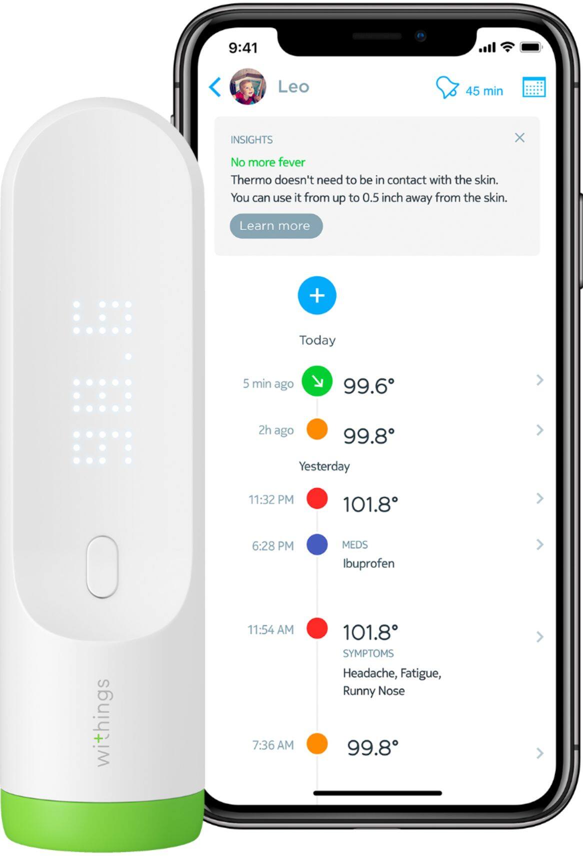 Alt View 15. Withings - Thermo Smart Non-Contact Thermometer - White.