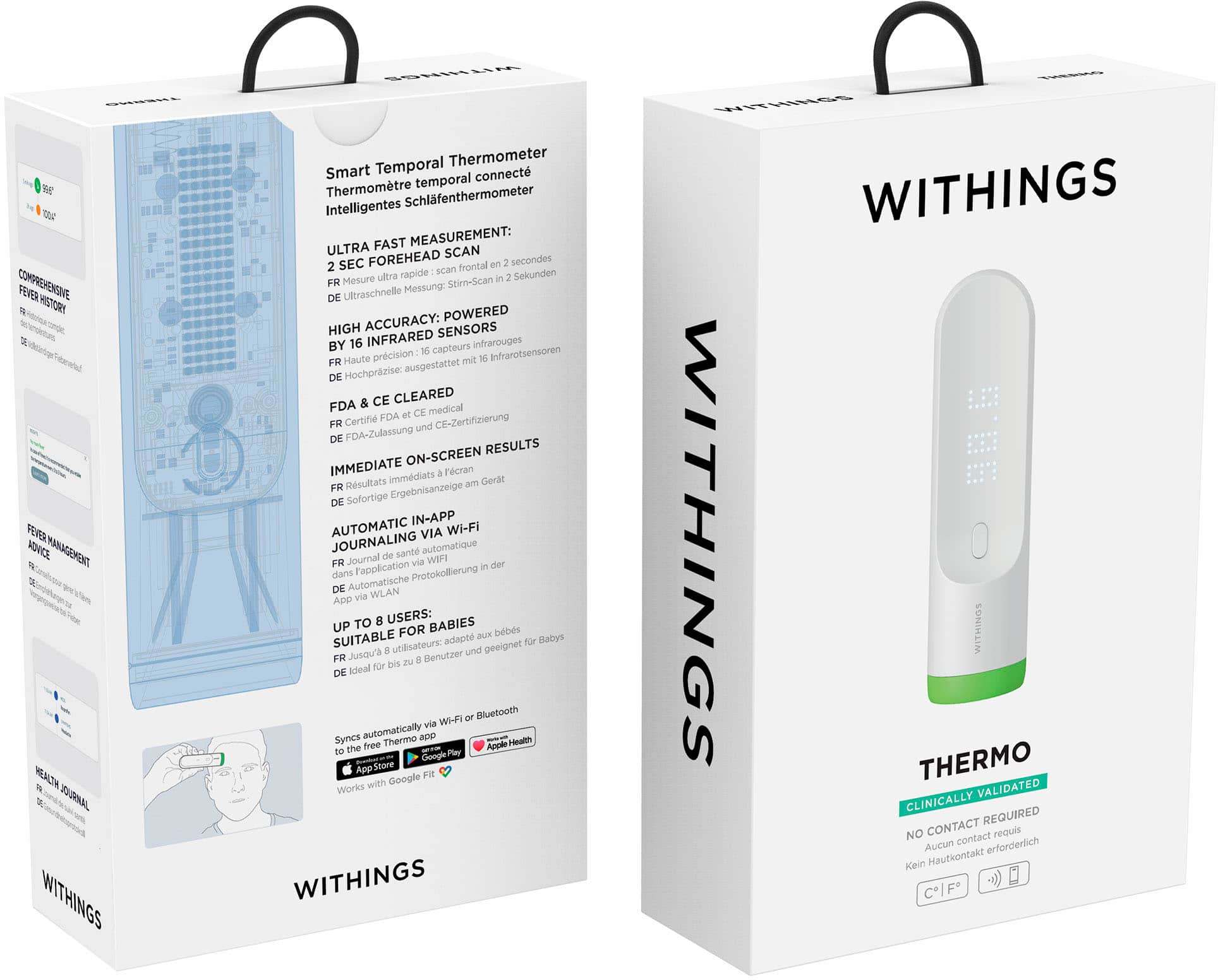 Alt View 14. Withings - Thermo Smart Non-Contact Thermometer - White.