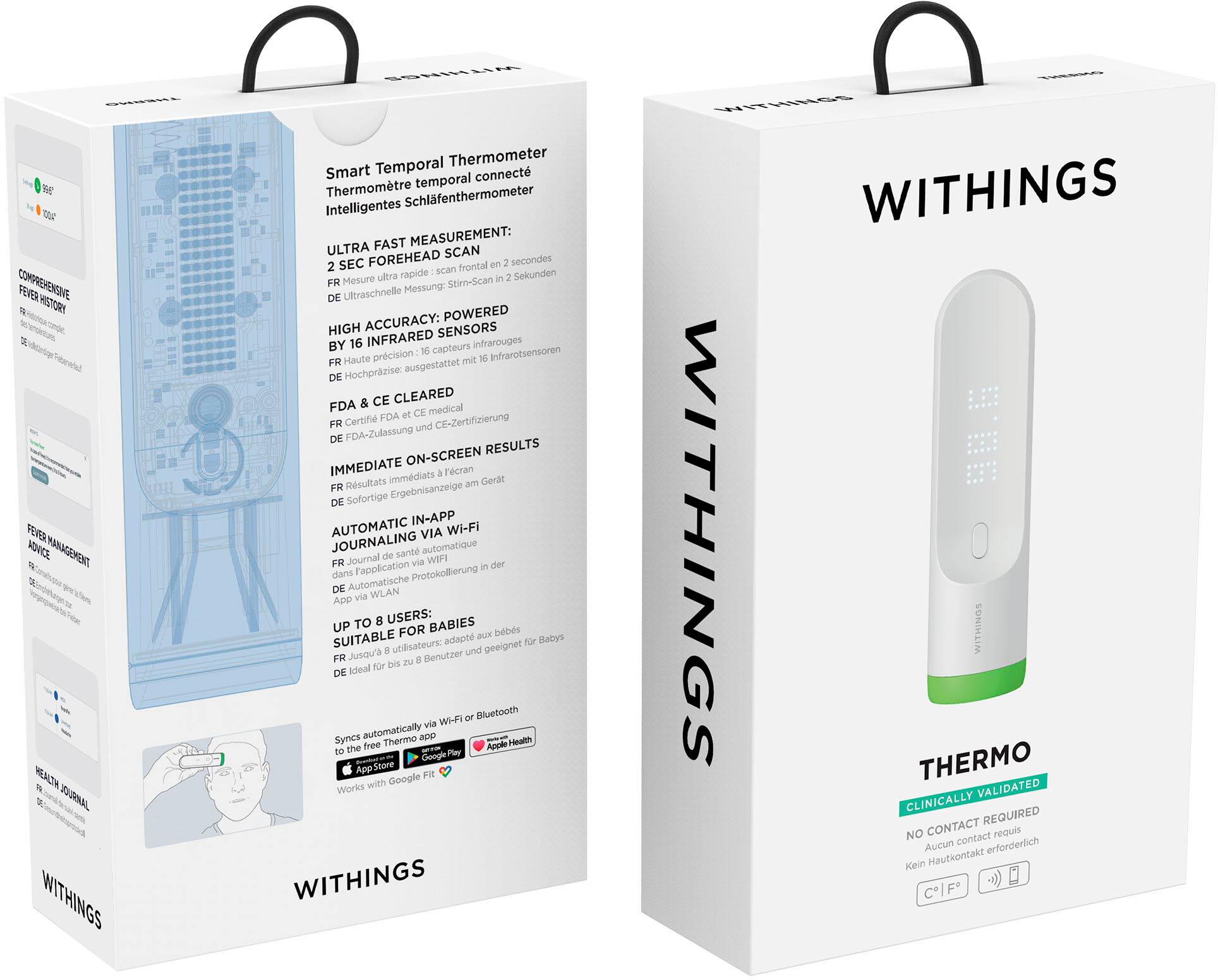 Alt View 14. Withings - Thermo Smart Non-Contact Thermometer - White.