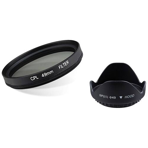Front Standard. eForCity - 49mm Circular Polarizing Lens (CPL) Lens Filter and Replacement Lens Hood Bundle.