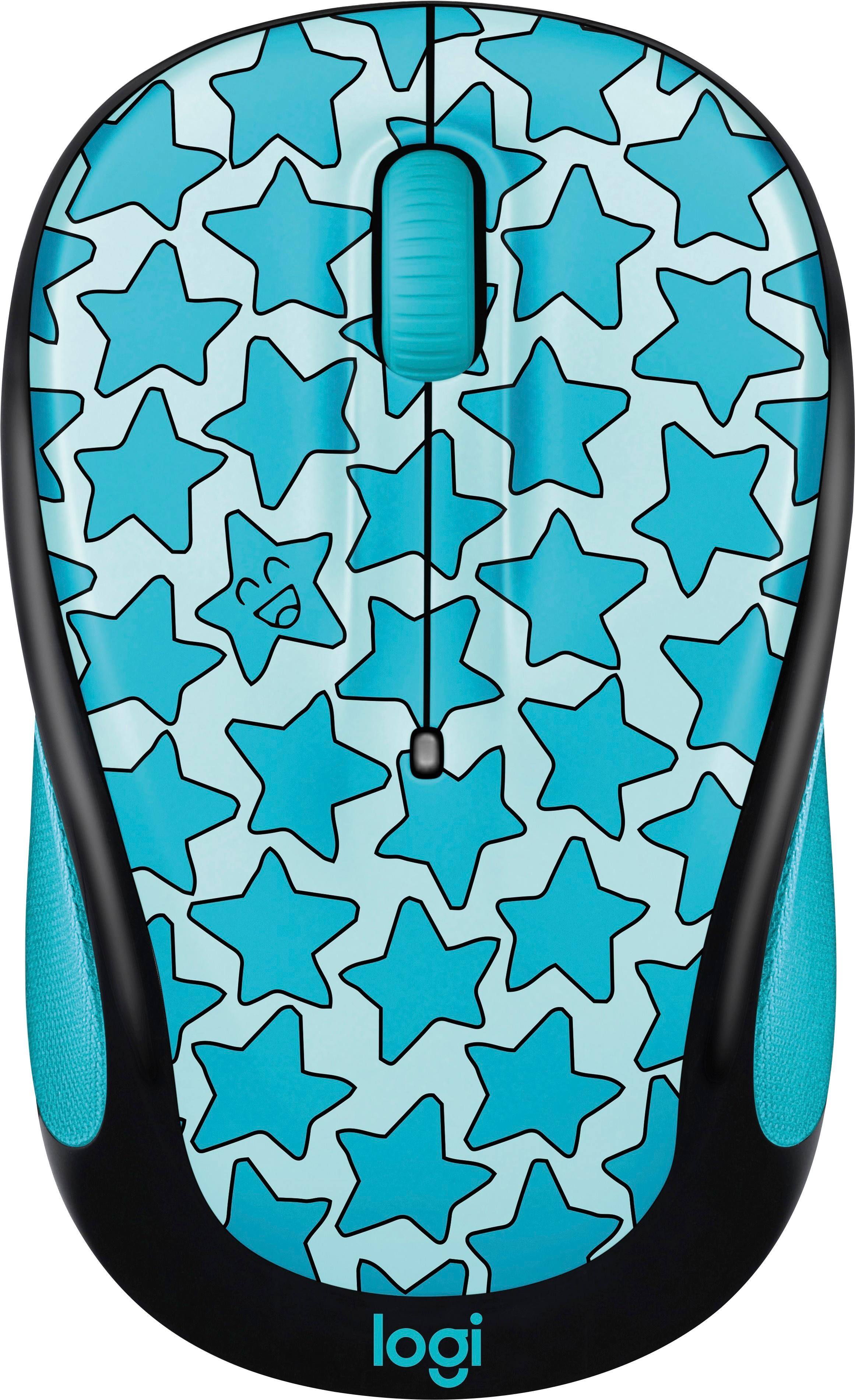 Logitech - M325c Doodle Collection Wireless Optical Mouse - Twinkle Teal - Larger Front