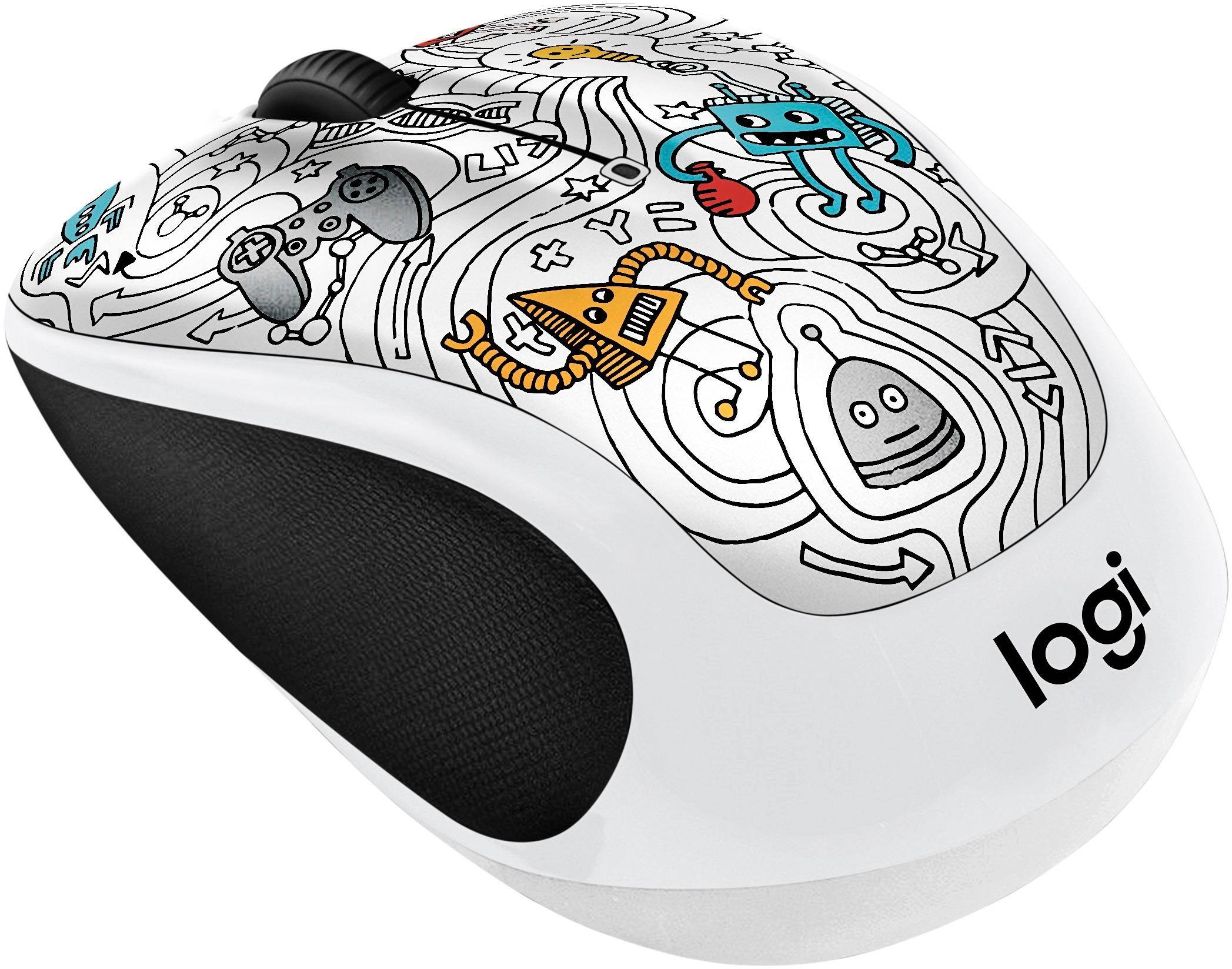 Alt View 12. Logitech - M325c Doodle Collection Wireless Optical Mouse - Techie White.