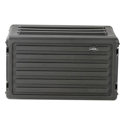 Front. SKB - SKB 6U Shallow Roto Rack Case Gear Protector, Stackable, Waterproof, Black - Black.