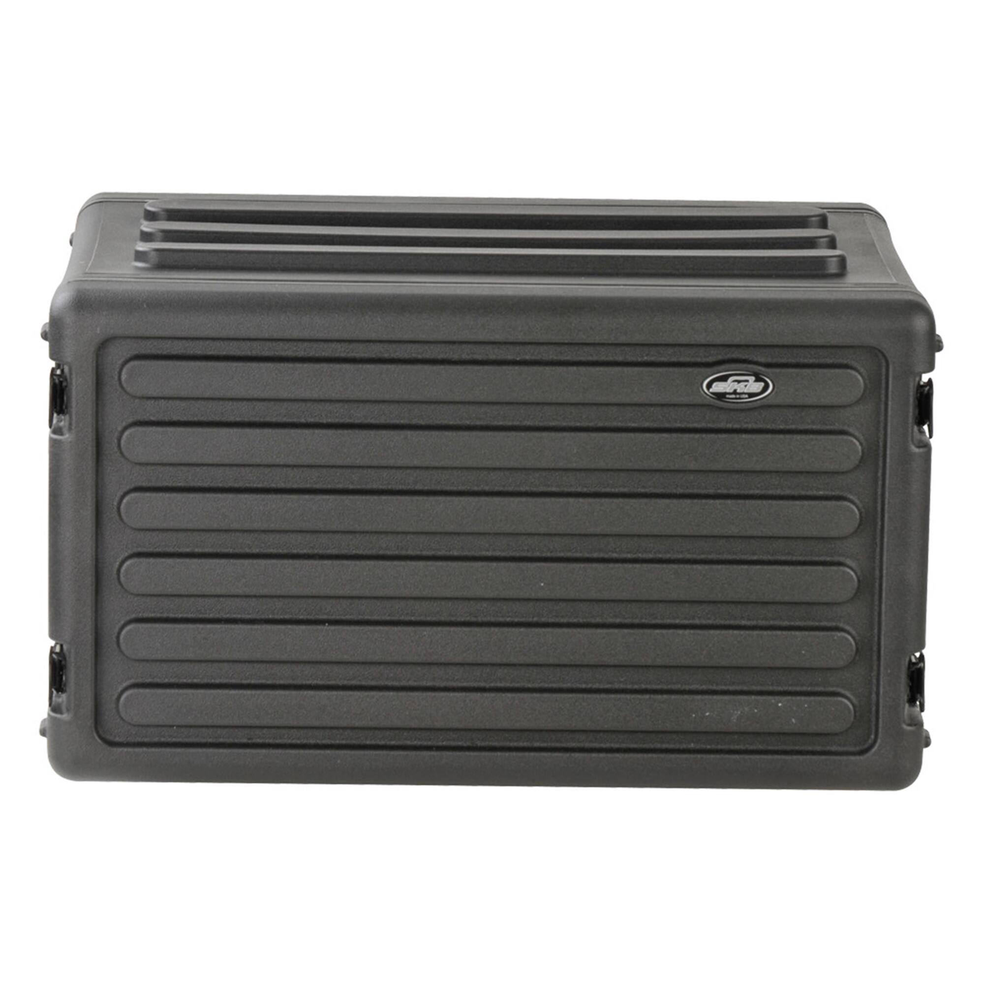 Front. SKB - SKB 6U Shallow Roto Rack Case Gear Protector, Stackable, Waterproof, Black - Black.