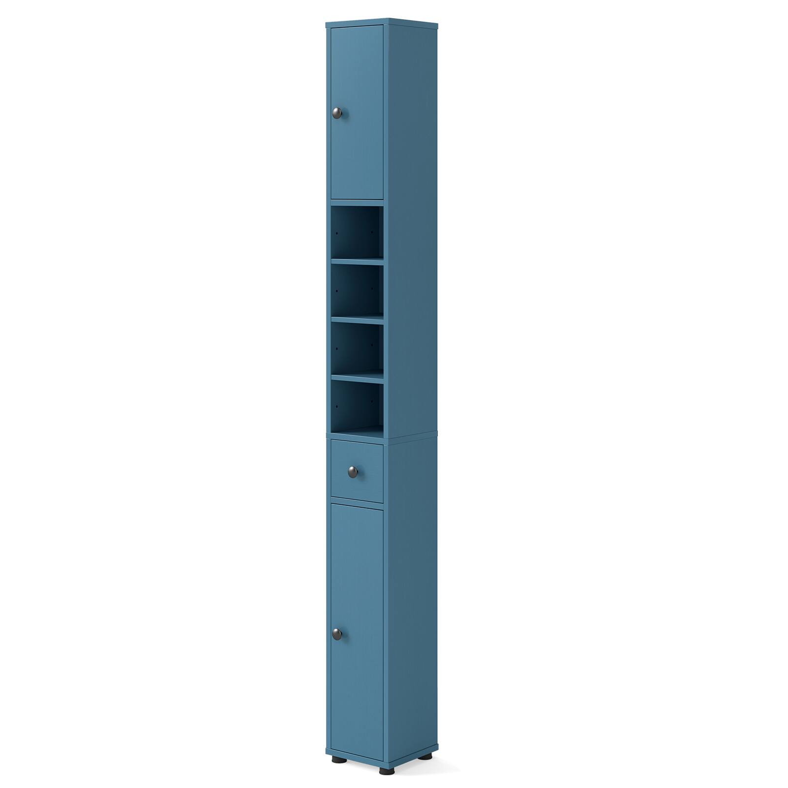 Alt View 9. Gymax - Gymax Slim Tall Cabinet w/2 Doors 1 Drawer & 5 Adjustable Shelves for Home for Bathroom Blue - Blue.