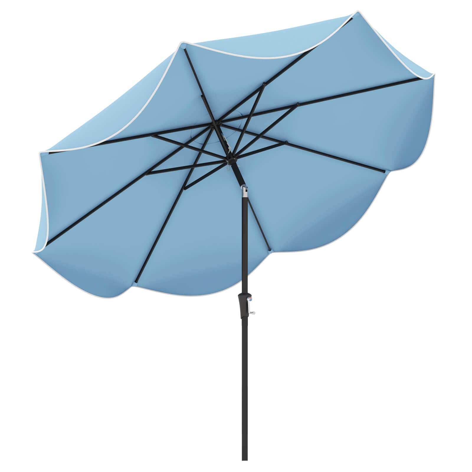 Costway - 9 FT Patio Umbrella 2-Tier Market Table Umbrella with Crank Handle & 8 Ribs - Navy