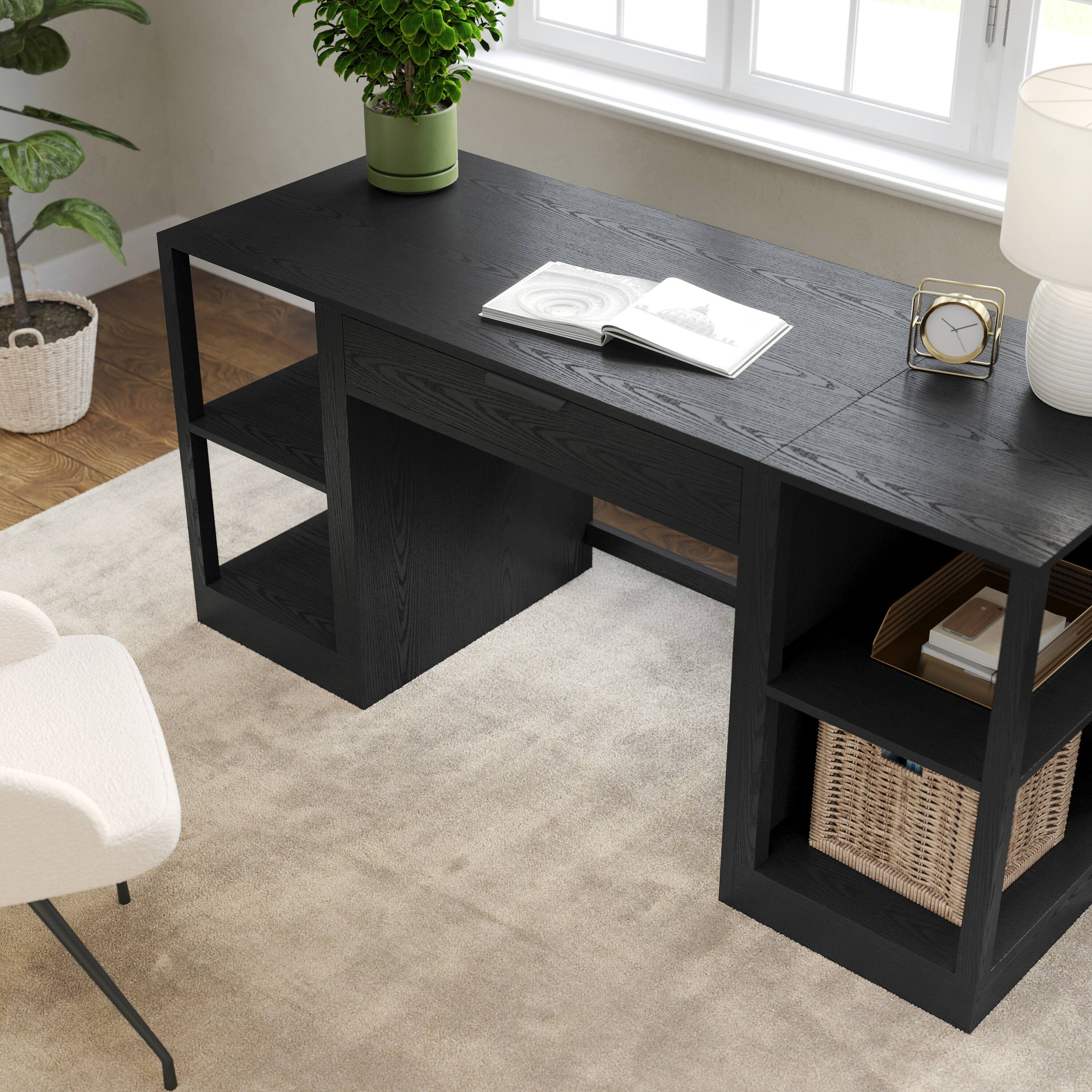 Alt View 4. Martha Stewart - Kayden Modular Single-Drawer Desk & Dual 2 Tier Shelves - Black.