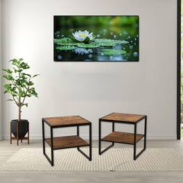 Hivvago - Industrial Style End Tables with Dual Shelves - Set of 2 - Rustic Brown