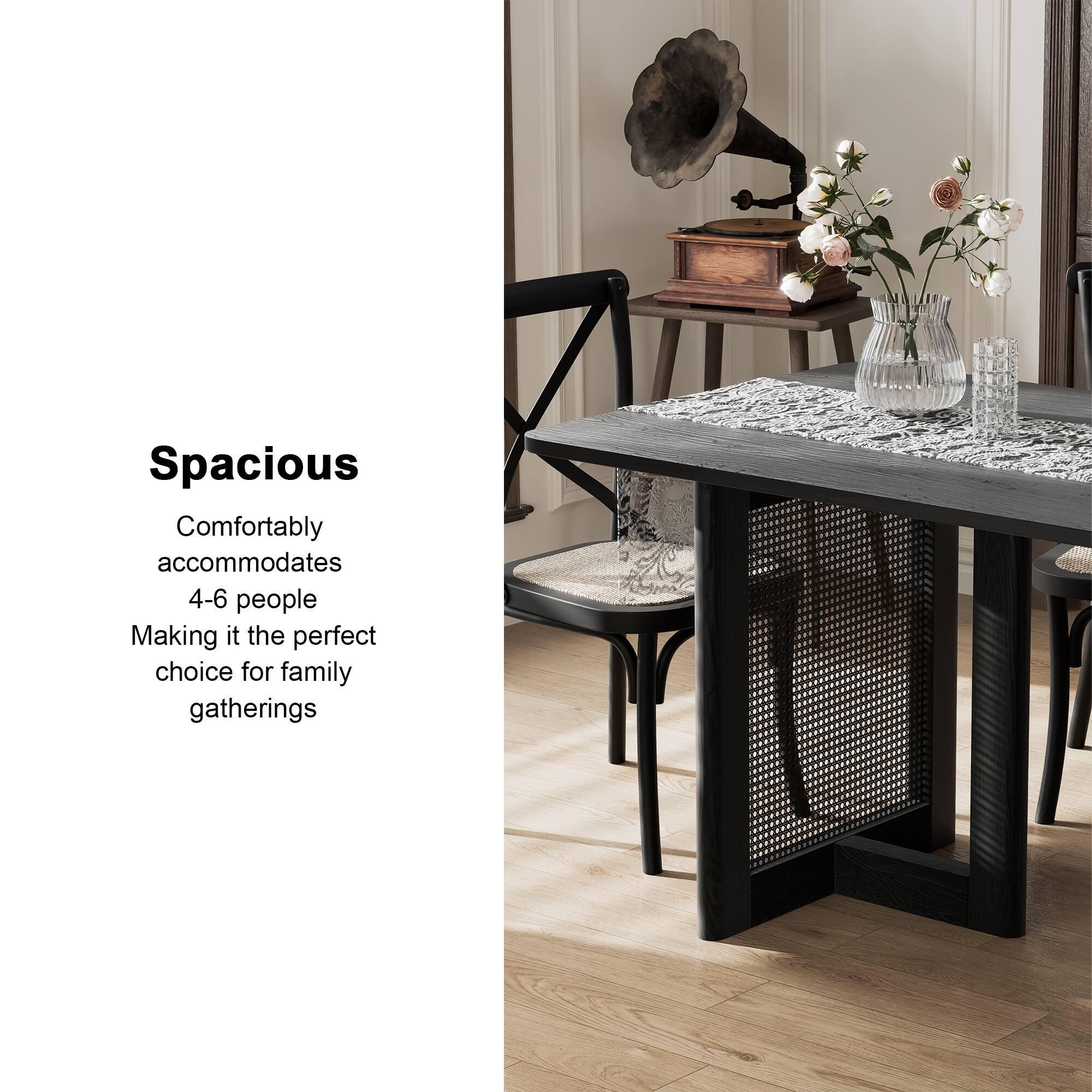 Spacious  
Comfortably accommodates 4-6 people  
Making it the perfect choice for family gatherings