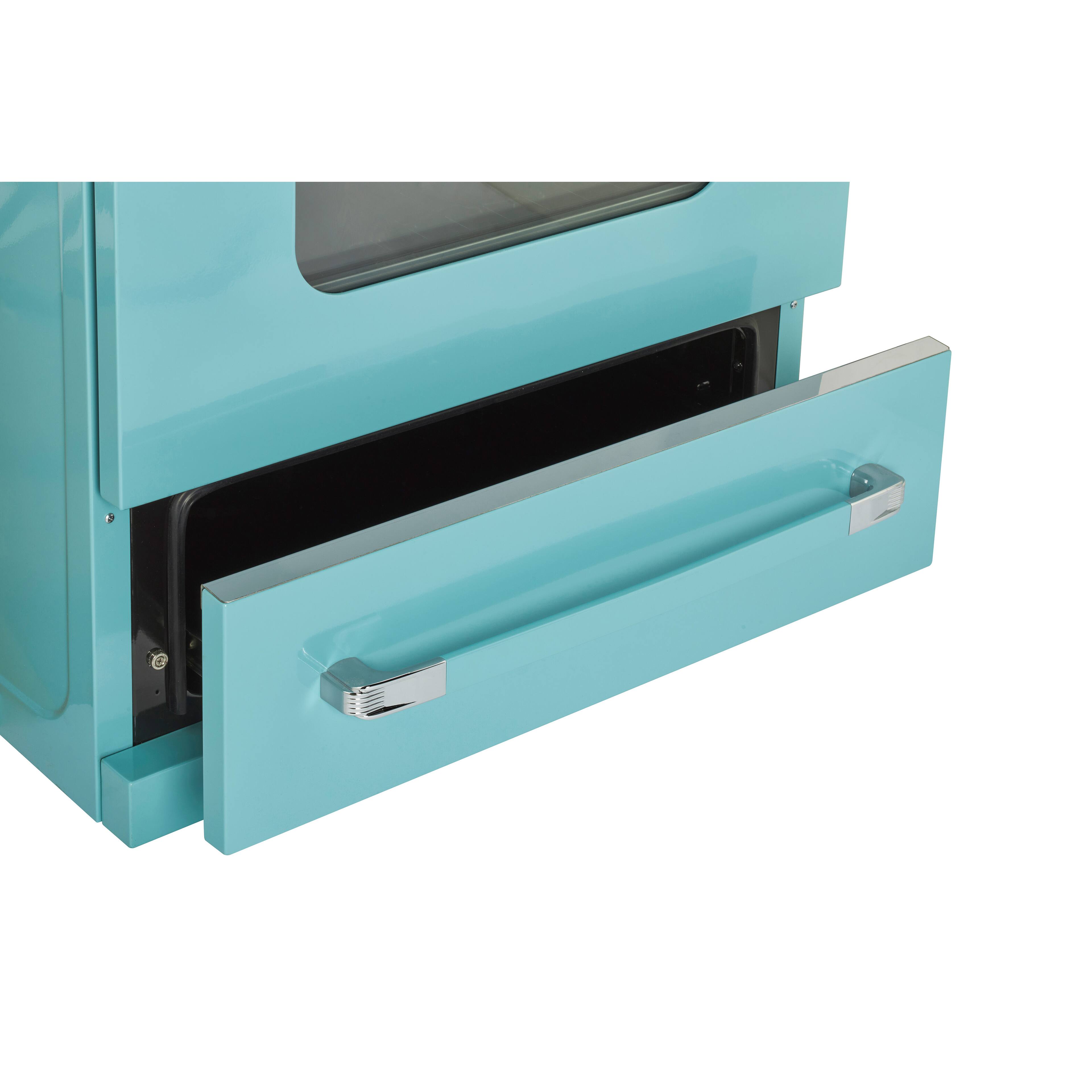 Alt View 11. Unique Appliances - 30 in. Wide 5 Elements Classic Retro 3.9 Cu. Ft. Freestanding Electic Convection Range with Glass Top and Storage Drawer - Ocean Mist Turquoise.
