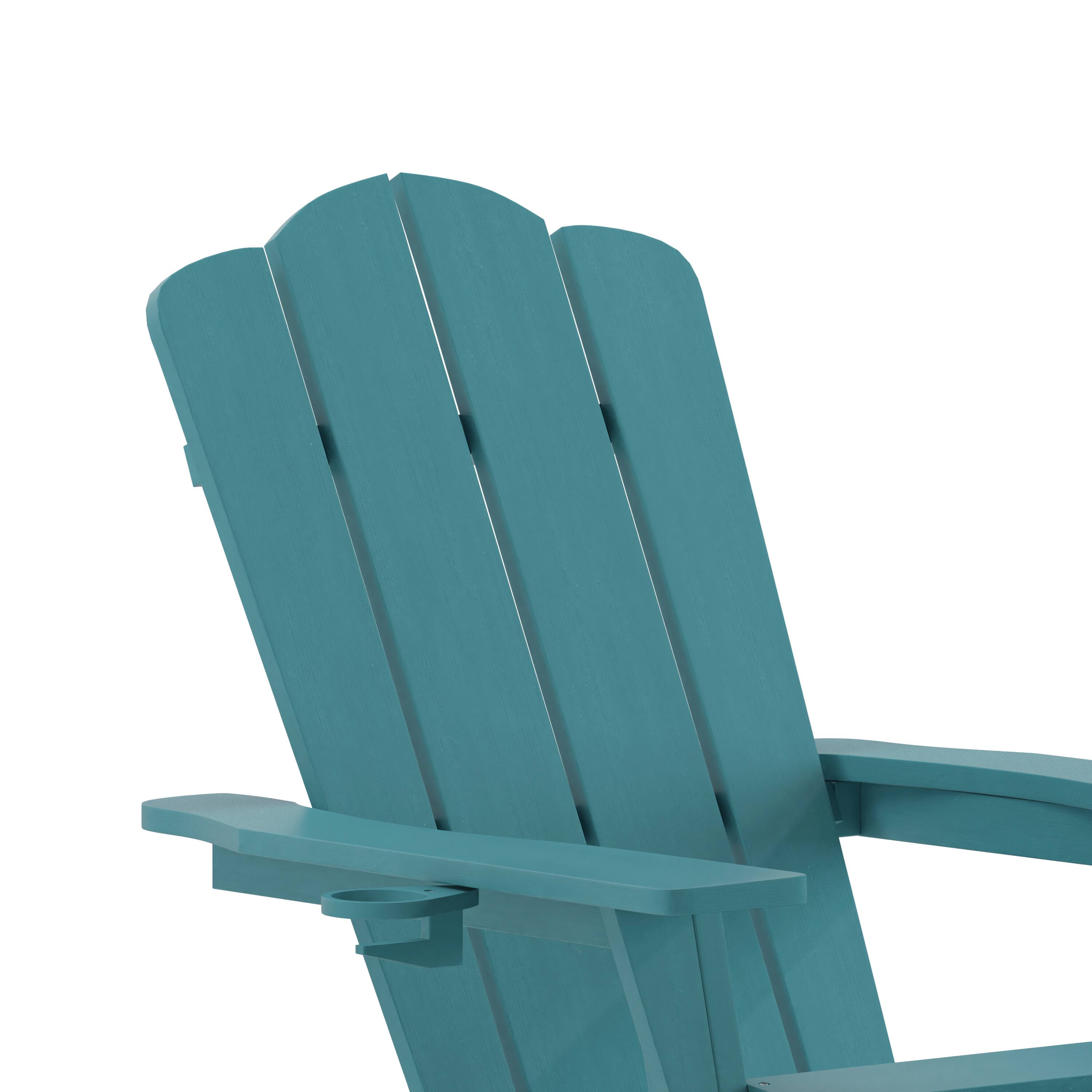 Alt View 10. Emma + Oliver - Tiverton Adirondack Chair with Cup Holder and Pull Out Ottoman, All-Weather HDPE Indoor/Outdoor Lounge Chair - Blue.