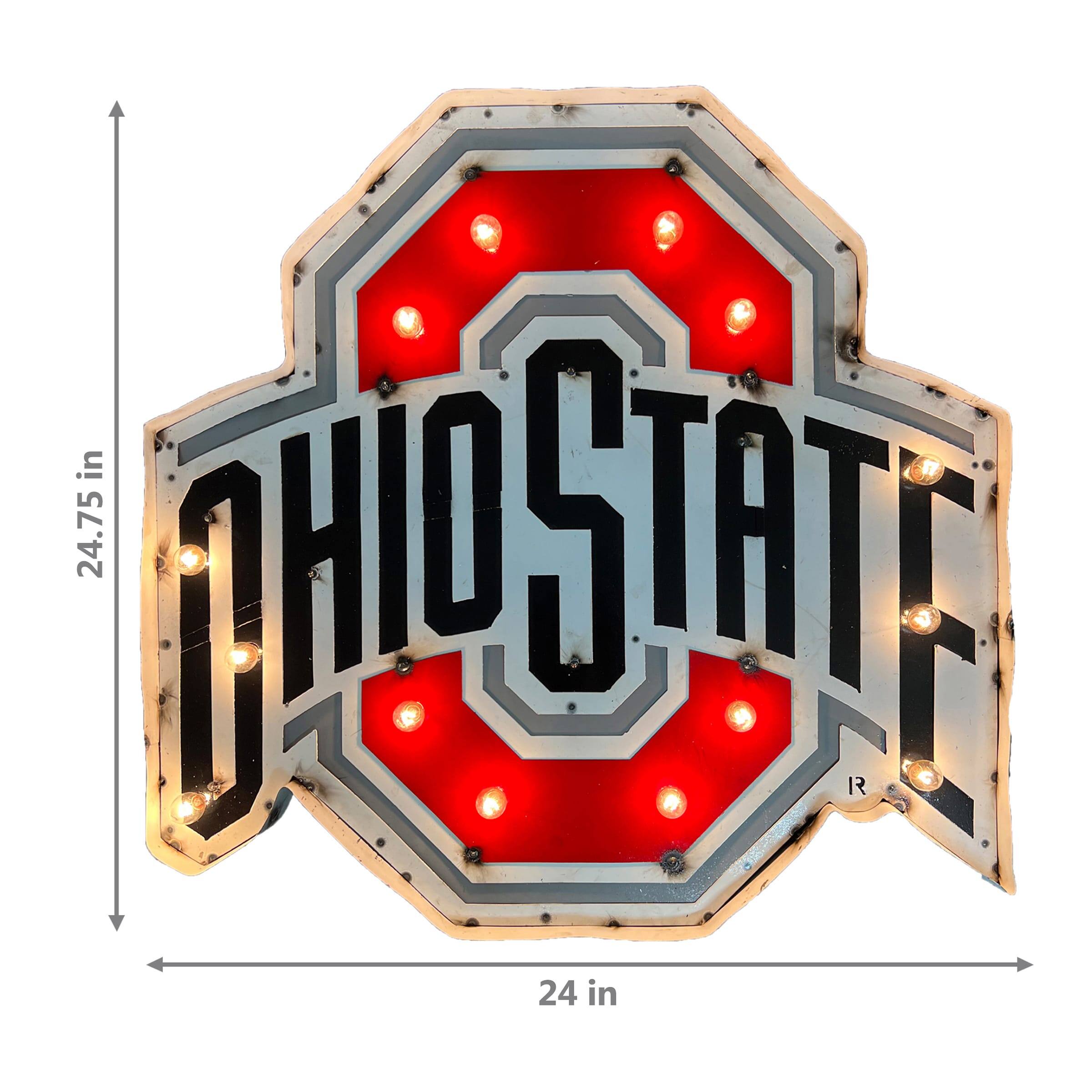 Alt View 1. Imperial - Ohio State Buckeyes Logo Lighted Recycled Metal Sign - Multicolor.