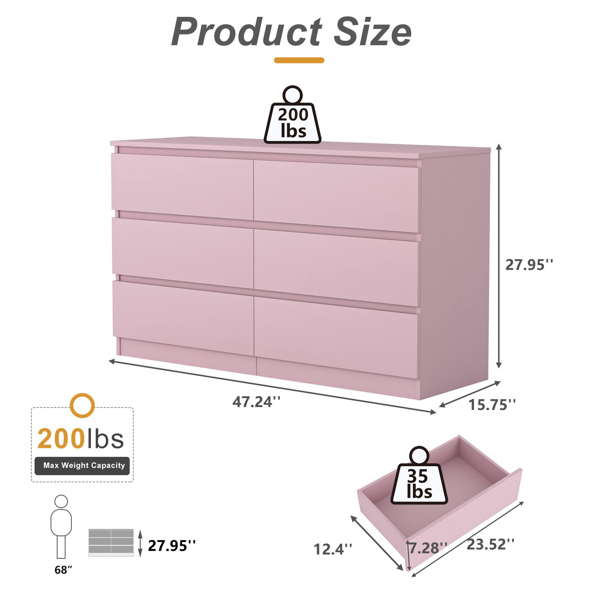 Product Size  
200 lbs  
27.95"  
47.24"  
15.75"  

Max Weight Capacity  
200 lbs  
35 lbs  

Drawer Size  
12.4"  
7.28"  
23.52"