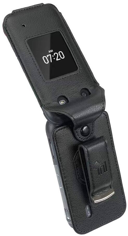 Alt View 6. Nakedcellphone - Vegan Leather Case with Belt Clip for Nokia 2760 2780 Flip Phone - Black.