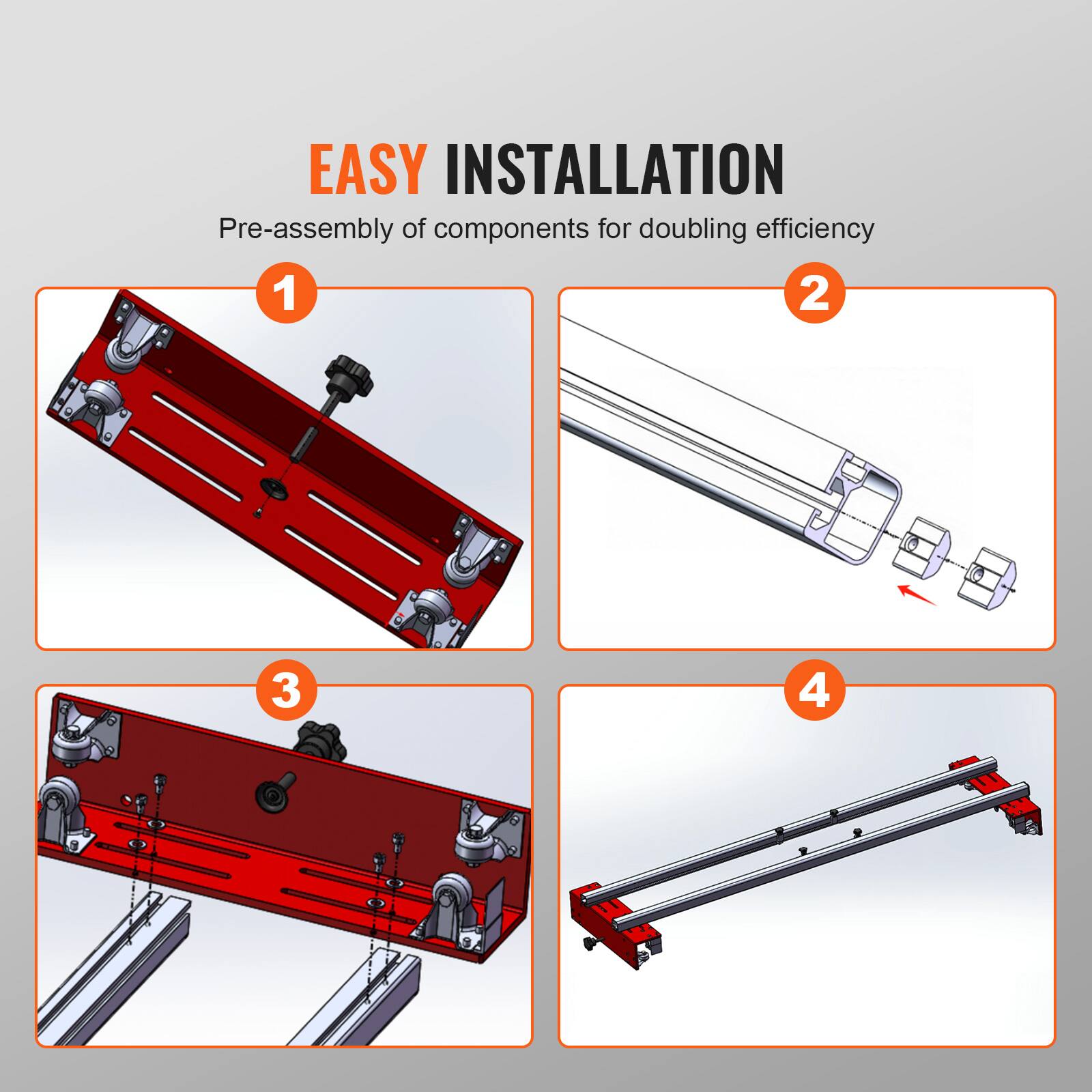 EASY INSTALLATION  
Pre-assembly of components for doubling efficiency  
1  
2  
3  
4
