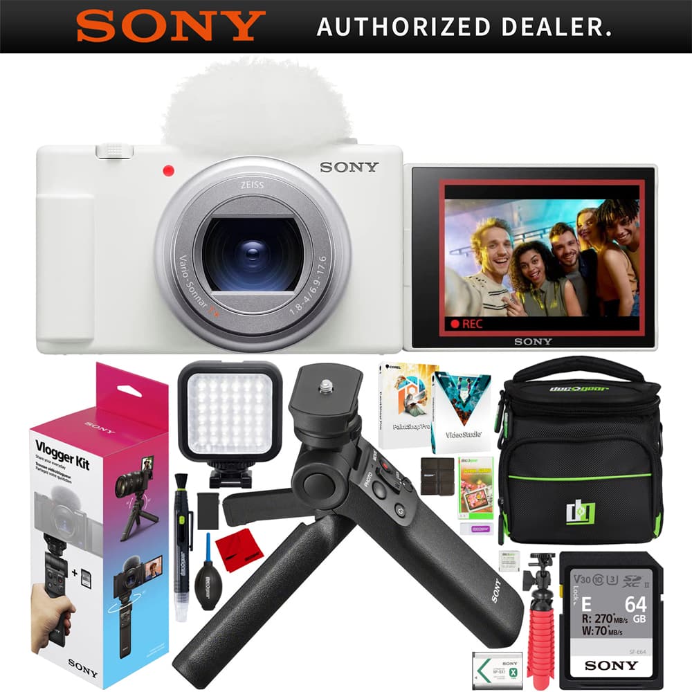 Sony - ZV-1 II Vlog 4K Camera + ACCVC1 Vlogger Tripod Kit Content Creator White Bundle