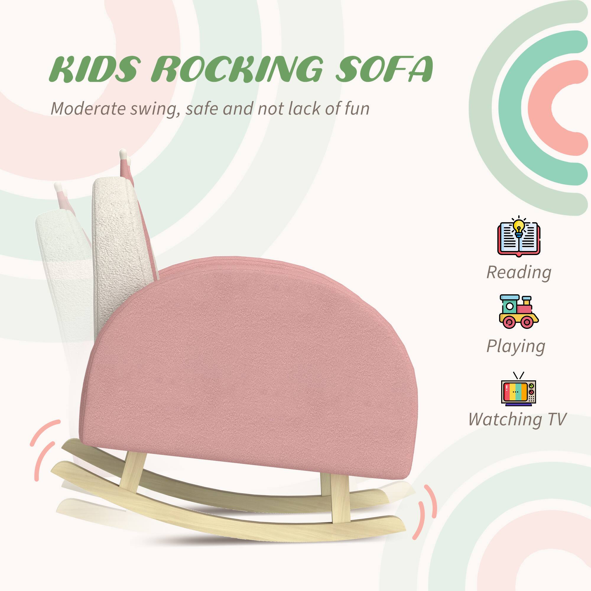 KIDS ROCKING SOFA  
Moderate swing, safe and not lack of fun  

Reading  
Playing  
Watching TV