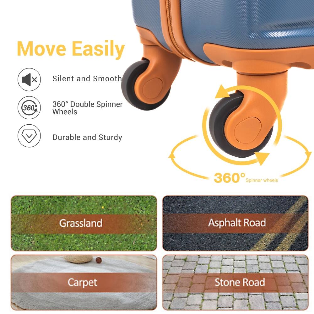 Move Easily

- Silent and Smooth
- 360° Double Spinner Wheels
- Durable and Sturdy

360° Spinner wheels

- Grassland
- Asphalt Road
- Carpet
- Stone Road