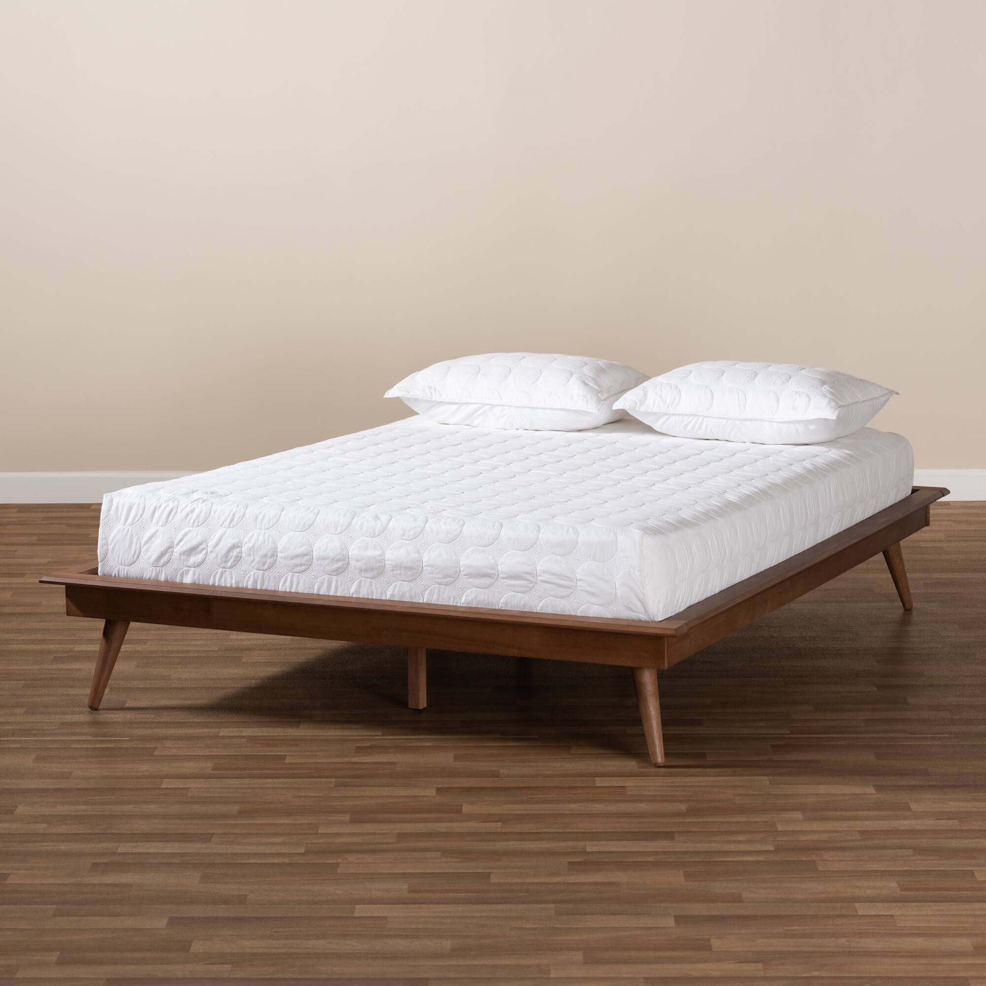 Alt View 2. Baxton Studio - Karine Mid-Century Modern Walnut Brown Finished Wood Platform Bed Frame - Ash Walnut.