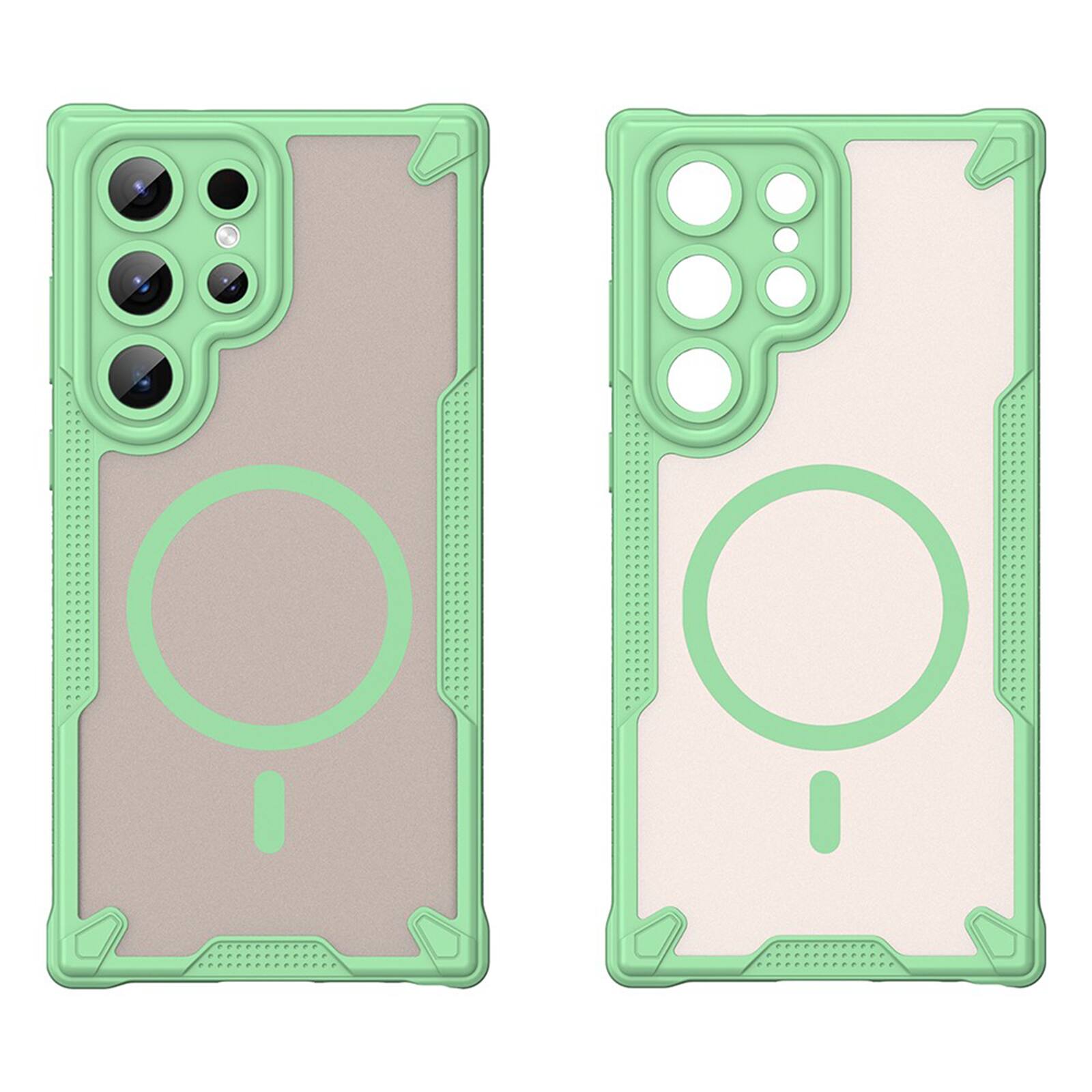 Angle. UUCOVER - Magnetic Case for Samsung Galaxy S25 Ultra, Compatible with Mag Safe Shockproof TPU+PC Case Matte Translucent Back Cover - Green.