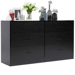 SKONYON - Modern 6 Drawer Wood Dresser for Bedroom - Black