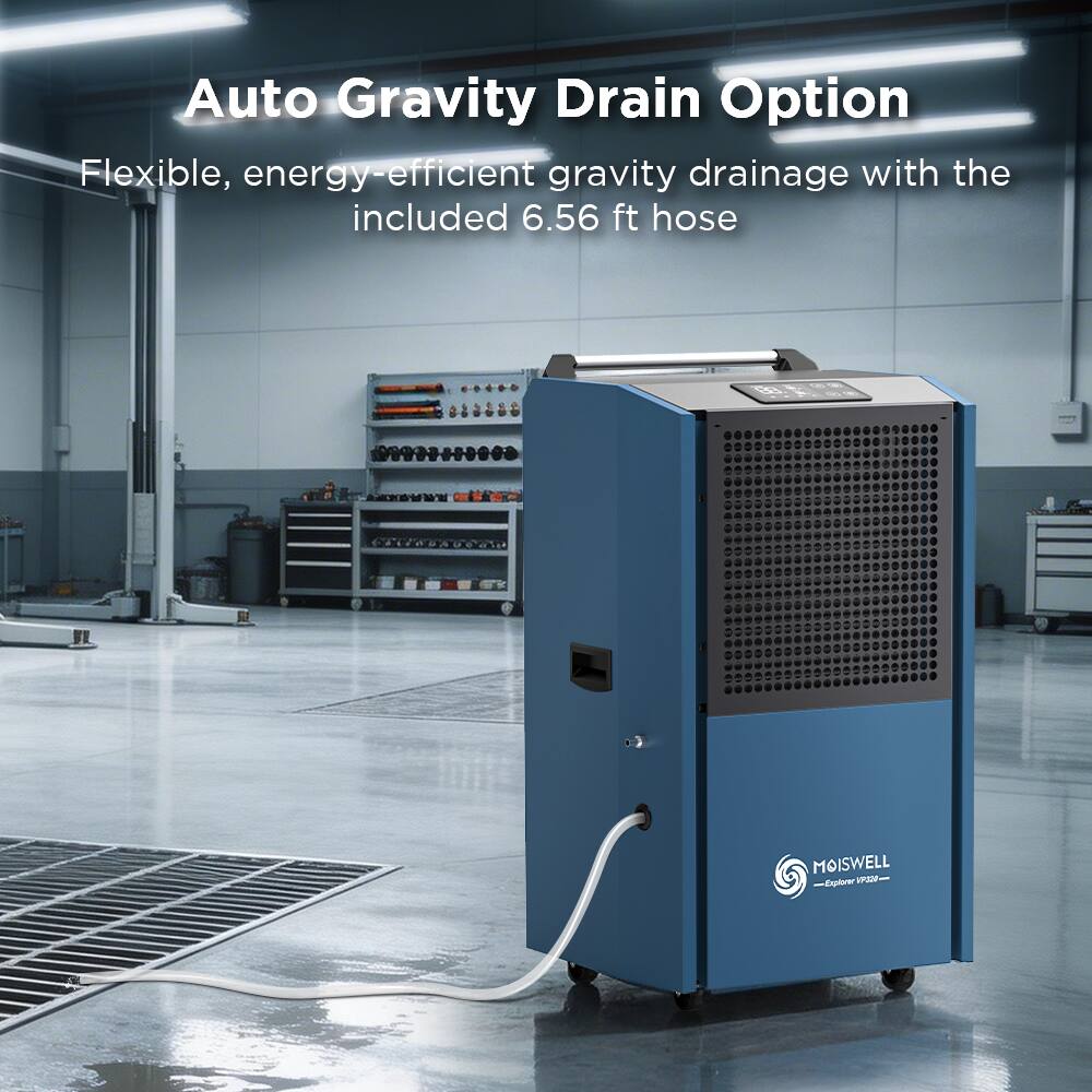 Auto Gravity Drain Option  
Flexible, energy-efficient gravity drainage with the included 6.56 ft hose  

MOISWELL Explorer V130