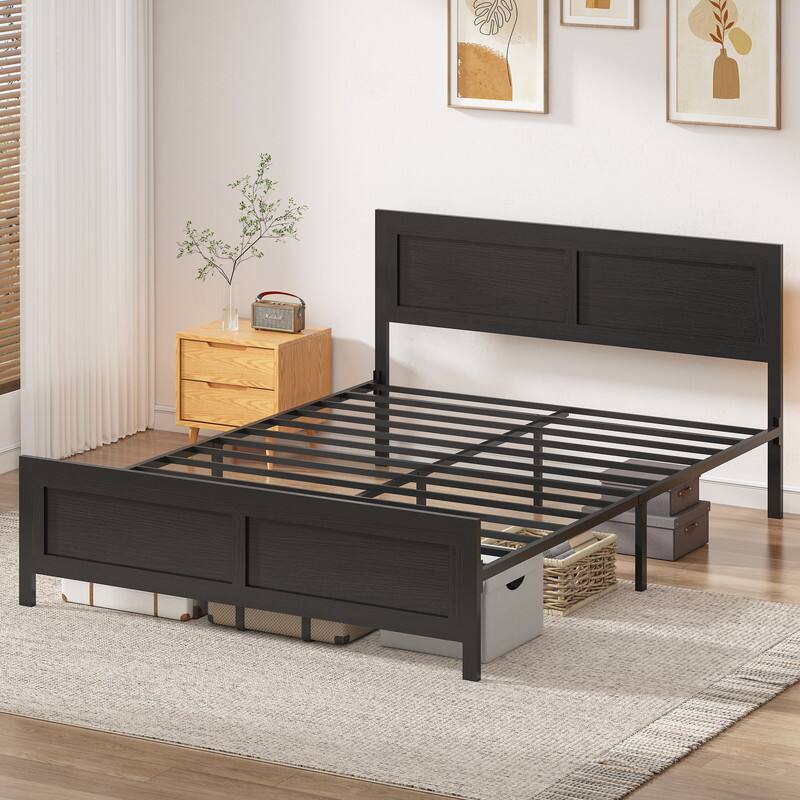 Alt View 3. Dyonery - Dyonery's retro-style board bed frame is suitable for mattresses ranging from 10 inches to 14 inches in height - Black.
