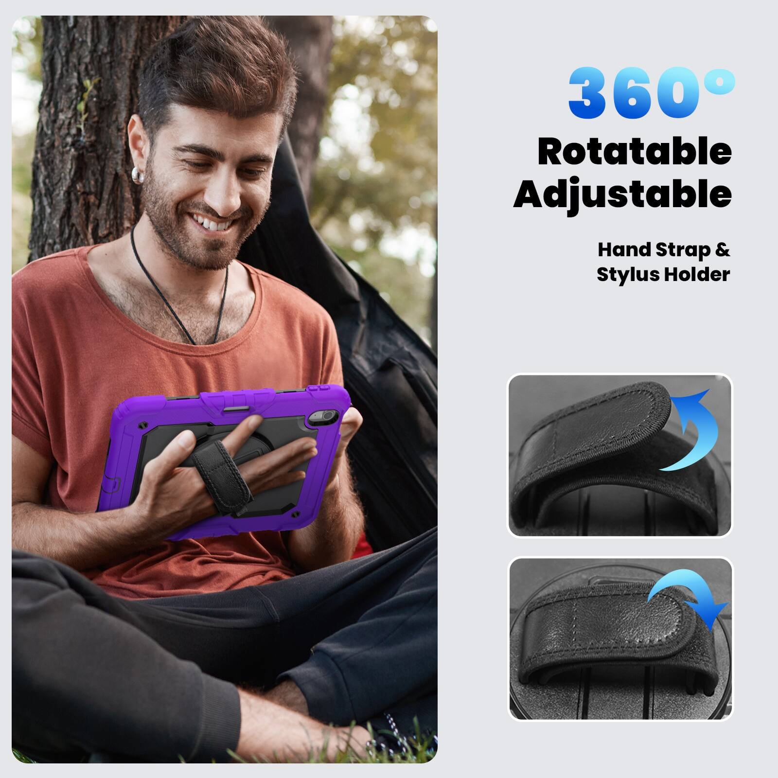 360° Rotatable Adjustable Hand Strap & Stylus Holder