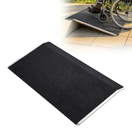 VEVOR - Threshold Ramp for Doorways, 31.9 x 15.4 in, Platform Aluminum Wheelchair Ramp, Non-Slip Door Threshold Ramps - Black