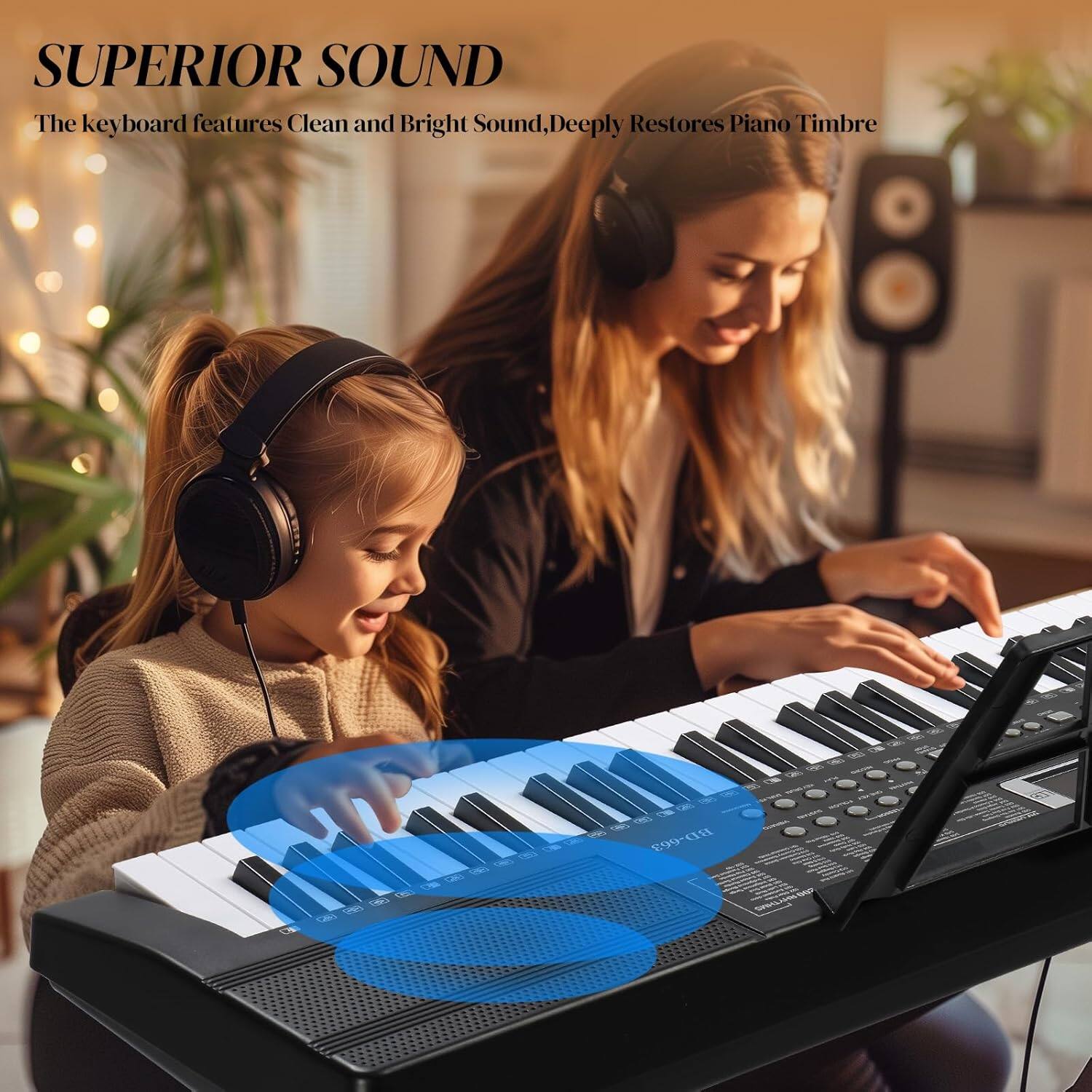 SUPERIOR SOUND  
The keyboard features Clean and Bright Sound, Deeply Restores Piano Timbre