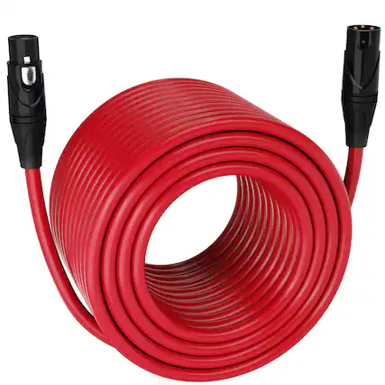 Front. Lyxpro - 300 ft Balanced XLR Cable, Male to Female, 3 Pin Microphone Cable - Red.