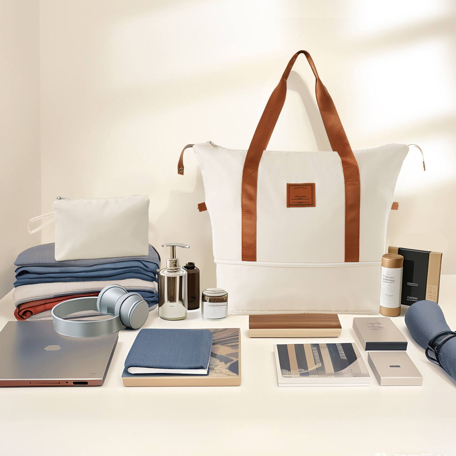 Alt View 5. Chateau Abodes - Luggage Sets 3 Piece 20” Carry on Luggage Hardside Lightweight Travel Suitcase, Airline Approved, TSA Lock - Cream.