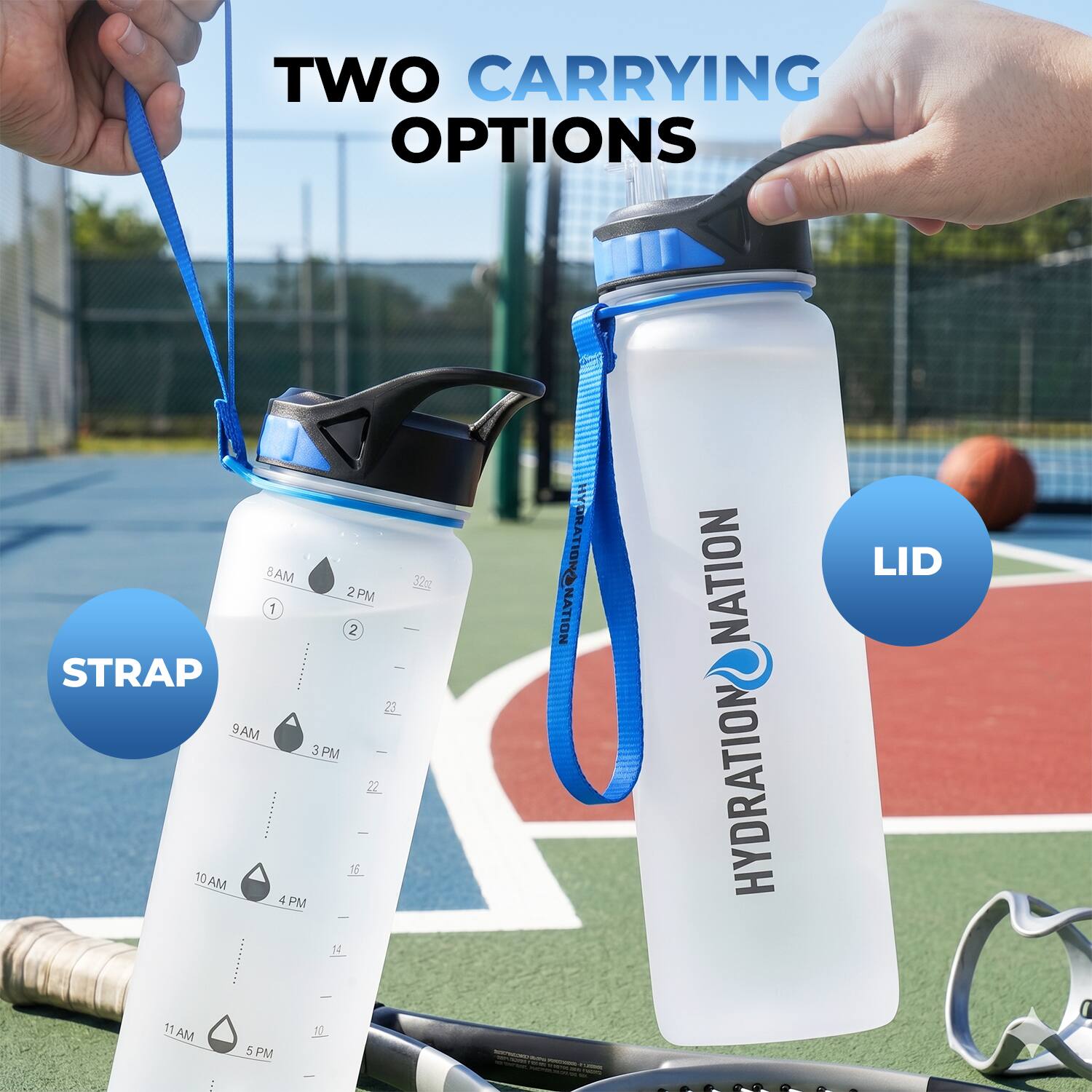 TWO CARRYING OPTIONS

8AM 32g 2 2PM 1 2

STRAP 23 9AM E PM 22 I 15 10AM & PM 14 11AM 1 5PM

HYDRATION NATION