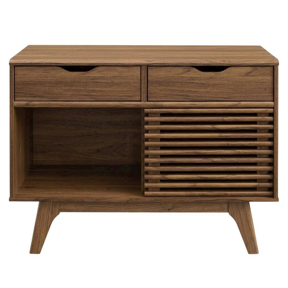 Back. FurniFact - Stylish Vinyl Record Display Stand with Modern Coffee Table Design - Brown.