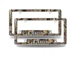 Rico Industries - Los Angeles Angels Chrome Metal License Plate Frame with Bold Mossy Oak Camo Design - Set of 2 Frames - Multi